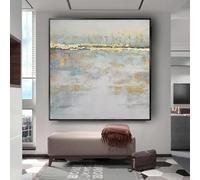 AEFOUU Canvas Wall Art Framed Print - Abstract Canvas Paintings with Golden Marble Texture Wall Art Pictures for Home Decor 80x80cm(32x32in) With Frame