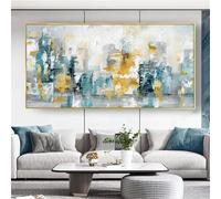 AEFOUU Canvas Wall Art Framed Print - Abstract Paintings Canvas Gold Leaf Picture Large Original Wall Art Decor for Living Room 75x150cm(30x59in) With Frame