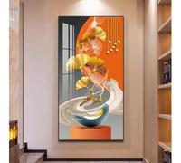 AEFOUU Canvas Wall Art Framed Print - Modern Golden Deer Abstract Geometry Luxury Wall Art Painting Pictures for Living Room Decor 55x110cm(22x43in) With Frame