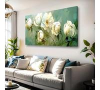 AEFOUU Chic White Floral Canvas Art Prints for Living Room Bedroom Modern French Country Style Wall Art Picture Home Office Decor 40x65cm(16x26in)