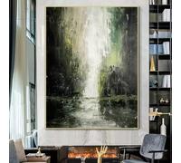 AEFOUU Framed Canvas Wall Art Print - Abstract Waterfall Landscape Painting Large Wall Art Home Decor Picture for Living Room(80x130cm(32x51in) With Frame