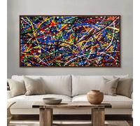 AEFOUU Large Size Wall Pictures Abstract Line Texture Art Canvas Painting Modern Jackson Pollock Wall Art Print Home Bedroom Decor 75x150cm(30x59in)