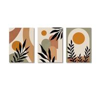 AEFOUU Modern Abstract Wall Art Orange Bohemian Leaf Art Poster Geometric Line Poster Print Modern Home Bedroom Living Room Decor(40x50cm/16x20in/Internal Frame)