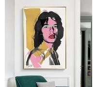 AEFOUU Retro Andy Warhol Canvas Painting of Mick Jagger Vintage Wall Art Posters and Prints for Living Room Decor Home Decoration(40x60cm/16x24in/Internal Frame)