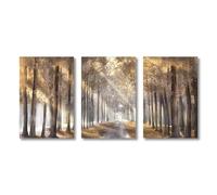 AEFOUU Wall Art Posters Prints Golden Light Passing Through Trees Forest Canvas Painting Charming Landscape Pictures for Living Room(60x80cm/24x32in/Internal Frame)