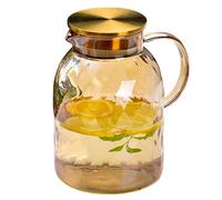 AEFPOYMXU 64 oz Amber Glass Pitcher with Lid and Spout Borosilicate Water Pitcher Bedside Water Carafe Vintage Glass Jug for Juice Coffee Iced Tea Hot Cold Beverage Lemonade Fridge 1.8L