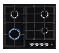 AEG 3000 Series Gas Hob, HGX64200SB, 4 Burners, 60cm, Cast Iron