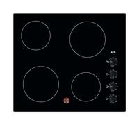 AEG 3000 Series Radiant Hob, Ceramic Hob, HK614000CB, 4 Cooking Zones, 60cm, Knobs Control, Residual Heat Indicators, Easy to Install Built-in Hob, Easy to Clean, 38x560x490mm, Black