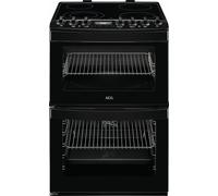 AEG 6000 SteamBake CCB6741ACB 60cm Wide Double Oven Electric Cooker with Ceramic Hob - Black - A Rated, Black