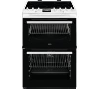 AEG 6000 SteamBake CCX6740ACW 60cm Wide Double Oven Electric Cooker with Ceramic Hob - White - A Rated, White
