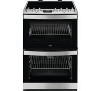 AEG 6000 SteamBake CIB6743ACM 60cm Wide Double Oven Electric Cooker - Stainless Steel - A Rated, Stainless Steel