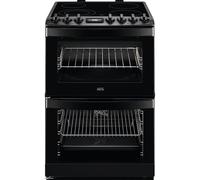 AEG 6000 SteamBake Cooker with Ceramic Hob CCB6741MCB, Double Oven 73/29 L, 60 cm, Catalytic Self Clean, Multilevel Cooking, Black