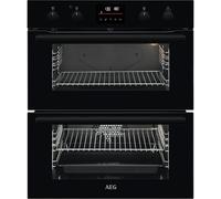 AEG 6000 SurroundCook Built In Electric Double Oven DUB535060B, 45L Capacity, 59.4 cm, Multilevel Cooking, Grill Function, LED Display, Black