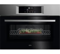 AEG 7000 Series Integrated Built-In Combi Microwave Oven, 44 L Capacity, OK6NK40PM, AirFry, 1000 W Microwave, True Fan Cooking and Grill 30-230°C, Stainless Steel