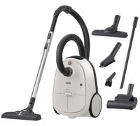 AEG Hygienic 6000 Vacuum Cleaner with Bag, AB61H6SW Powerful Motor, Hard Floors & Carpets, Anti-Allergy S-Bag, Washable Filter, Silent Nozzle, 12 Metre Radius, 73 dB, Shell White