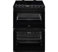 AEG 6000 SteamBake CCB6741ACB 60cm Wide Double Oven Electric Cooker with Ceramic Hob - Black - A Rated, Black