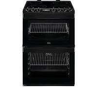 AEG 6000 SteamBake CCB6741ACB 60cm Wide Double Oven Electric Cooker with Ceramic Hob - Black - A Rated, Black
