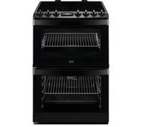 AEG 6000 SteamBake Cooker with Ceramic Hob CCB6741MCB, Double Oven 73/29 L, 60 cm, Catalytic Self Clean, Multilevel Cooking, Black