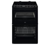 AEG 6000 SteamBake CCX6740ACB 60cm Double Oven Electric Cooker with Ceramic Hob - Black - A Rated, Black