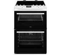 AEG 6000 SteamBake CCX6740ACW 60cm Double Oven Electric Cooker with Ceramic Hob - White - A Rated, White