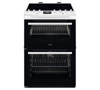 AEG 6000 SteamBake CCX6740ACW 60cm Double Oven Electric Cooker with Ceramic Hob - White - A Rated, White