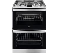 AEG CGB6131ACM 60cm Double Oven Gas Cooker with Fixed rate grill - Stainless Steel - A Rated, Stainless Steel