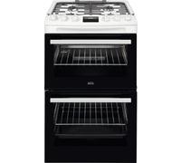 AEG CGX1130ACW Gas Cooker with Double Oven, 60cm, White - CGX1130ACW