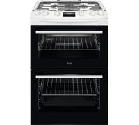 AEG CGX6130ACW 60cm Double Oven Gas Cooker - White - A/A Rated, White