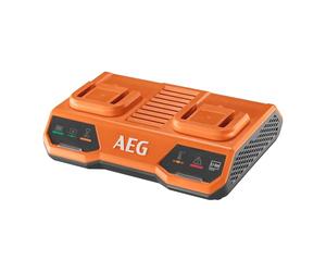 AEG - Charger 18V, dual port, mains voltage 220-240V, for 18V batteries from 1.5 to 9.0 Ah, simultaneous charging mode, orange and black