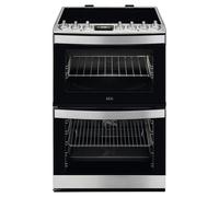 AEG 6000 SteamBake CIB6743ACM 60cm Wide Double Oven Electric Cooker - Stainless Steel - A Rated, Stainless Steel