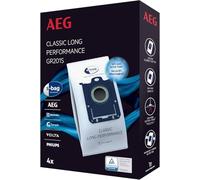 AEG Cylinder S-Bag, 4 x Dust Bags For Vacuum Cleaner, GR201S, Lasts 50% Longer, High Filtration Efficiency, Hygienic Closing Function