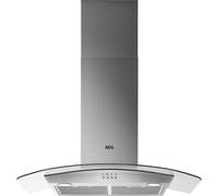 Aeg DTB3953M 90cm Curved Glass Wall Chimney Hood, Mecanical Push Buttons, LED Lighting