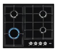 AEG Gas Hob HGX64200SB, 60 cm, 4 Zones, Black | 60 cm width, 4 cooking zones, iron grid pan supports, integrated ignition, Black