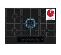 AEG Gas Hob on Glass 8000 Series HKB75341NL, Black, 75 cm 5-burner | 5 burners incl. 3900W, FlameLight LED display, StepPower 1-9 levels, 740x510 mm, Easy-to-clean elegant matt black finish