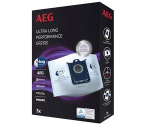 AEG GR210S - Vacuum Cleaner Bags, 3 XXL Synthetic Dust Bags, Long-Lasting, High Suction and Filtration, Hygiene Closure, 5L Volume, TÜV Tested, Compatible with AEG, Electrolux, Philips, Volta, Tornado