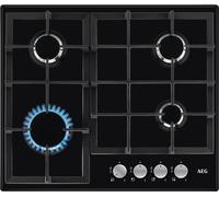 AEG 3000 Gas Hob 60cm, 4 Cooking Zones HGX64200SB, Iron Grid Pan Supports, Speed Burners, Integrated ignition, Automatic Gas Shut-off, Quick Heat Up, Less Energy Consumption, 594x510mm, Black