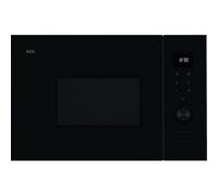 AEG OS5MG20EB Built-in Microwave, 20L, 800W, Grill, LED Display, Electronic Opening, Black with Stainless Steel Finish, Anti-Fingerprint