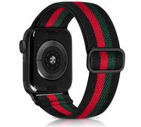 Aegce Elastic Sport Band Compatible with Apple Watch 41mm 40mm 38mm 42mm Men Women, Stretchy Solo Loop Nylon Strap for iWatch Ultra SE 3 2 1 Series 11 10 9 8 7 6 5 4, Black Red Green