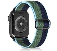 Aegce Elastic Sport Band Compatible with Apple Watch 41mm 40mm 38mm 42mm Men Women, Stretchy Solo Loop Nylon Strap for iWatch Ultra SE 3 2 1 Series 11 10 9 8 7 6 5 4, Green Blue
