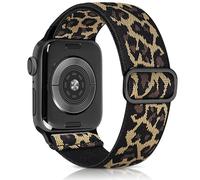 Aegce Elastic Sport Band Compatible with Apple Watch 41mm 40mm 38mm 42mm Men Women, Stretchy Solo Loop Nylon Strap for iWatch Ultra SE 3 2 1 Series 11 10 9 8 7 6 5 4, Brown Leopard