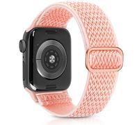 Aegce Stretchy Sport Band Compatible with Apple Watch 41mm 40mm 38mm 42mm Men Women, Elastic Adjustable Solo Loop Nylon Strap for iWatch Ultra SE 3 2 1 Series 11 10 9 8 7 6 5 4, Light Pink