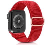Aegce Stretchy Sport Band Compatible with Apple Watch 45mm 44mm 46mm 49mm Men Women, Elastic Adjustable Solo Loop Nylon Strap for iWatch Ultra SE 3 2 1 Series 11 10 9 8 7 6 5 4, Red