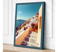 Aegean Cascade Coastal Canvas Wall Art Print 18x12 Inch (46 x 30 cm)