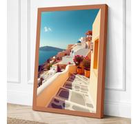 Aegean Cascade Coastal Canvas Wall Art Print 30x20 Inch (76 x 51 cm)