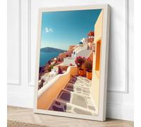 Aegean Cascade Coastal Canvas Wall Art Print 36x24 Inch (91 x 61 cm)