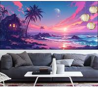 Aegean Sea Diamond Art Painting Sunset Diamond Painting Kits for Adults,Square Full Drill Gem Arts and Crafts Pictures Embroidery Cross Stitch Canvas Paint by Numbers for Kids,Gifts 12x24in LT-101