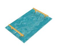 Aegean Teal Mottled Swirl Marble Decorative Tray with Handles Breakfast Serving Tray Rectangular Tray for Jewelry Perfume Coffee Table Tea Trays Serving