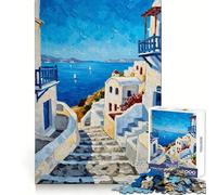Aegean Vista Blues for Adults 1000 Piece Puzzle Brain Exercise HD Print Home Activity Birthday Art Gift (50x75cm)