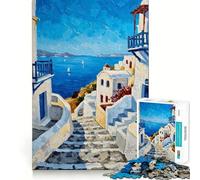 Aegean Vista Blues Jigsaw Puzzles for Adults 1000 Piece Strong Memory Pastime Game Joyful Challenge Thoughtful Gift (38x26cm)