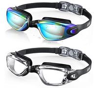 Aegend Swim Goggles, 2 Pack Swimming Goggles No Leaking Adult Men Women Youth, Flexible, Detachable, Aqua & Clear